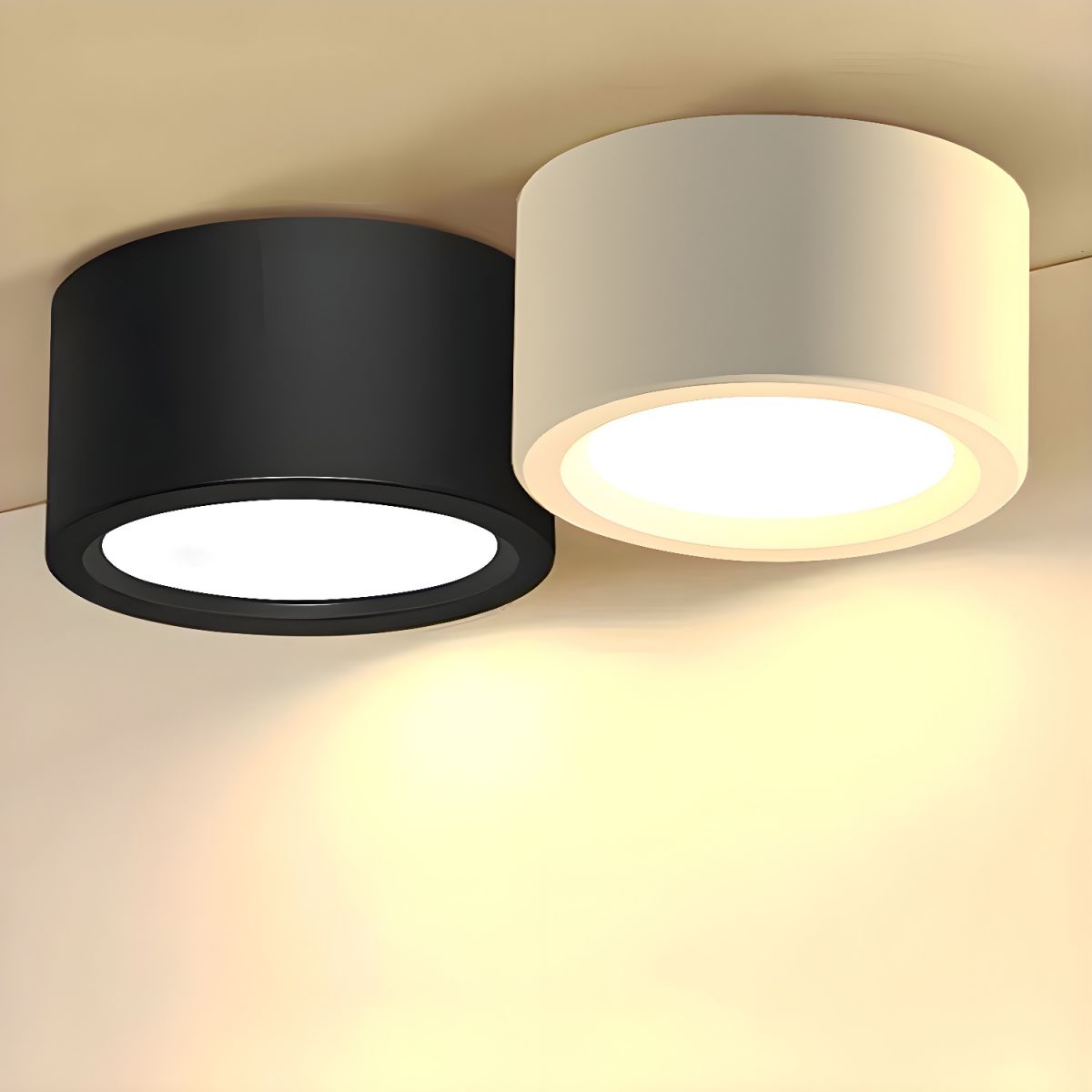Round Surface-Mounted LED Ceiling Light Adjustable Light Color Black White 10-18 cm Living Room Hallway Corridor Kitchen Bedroom | Sansoti