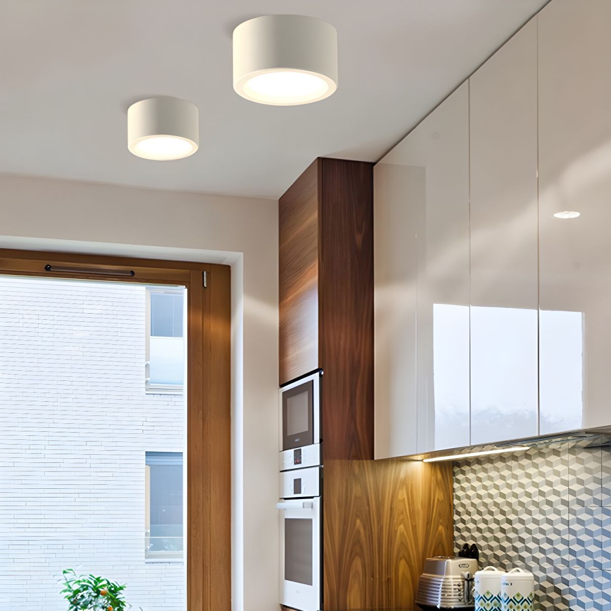 Round Surface-Mounted LED Ceiling Light Adjustable Light Color Black White 10-18 cm Living Room Hallway Corridor Kitchen Bedroom | Sansoti