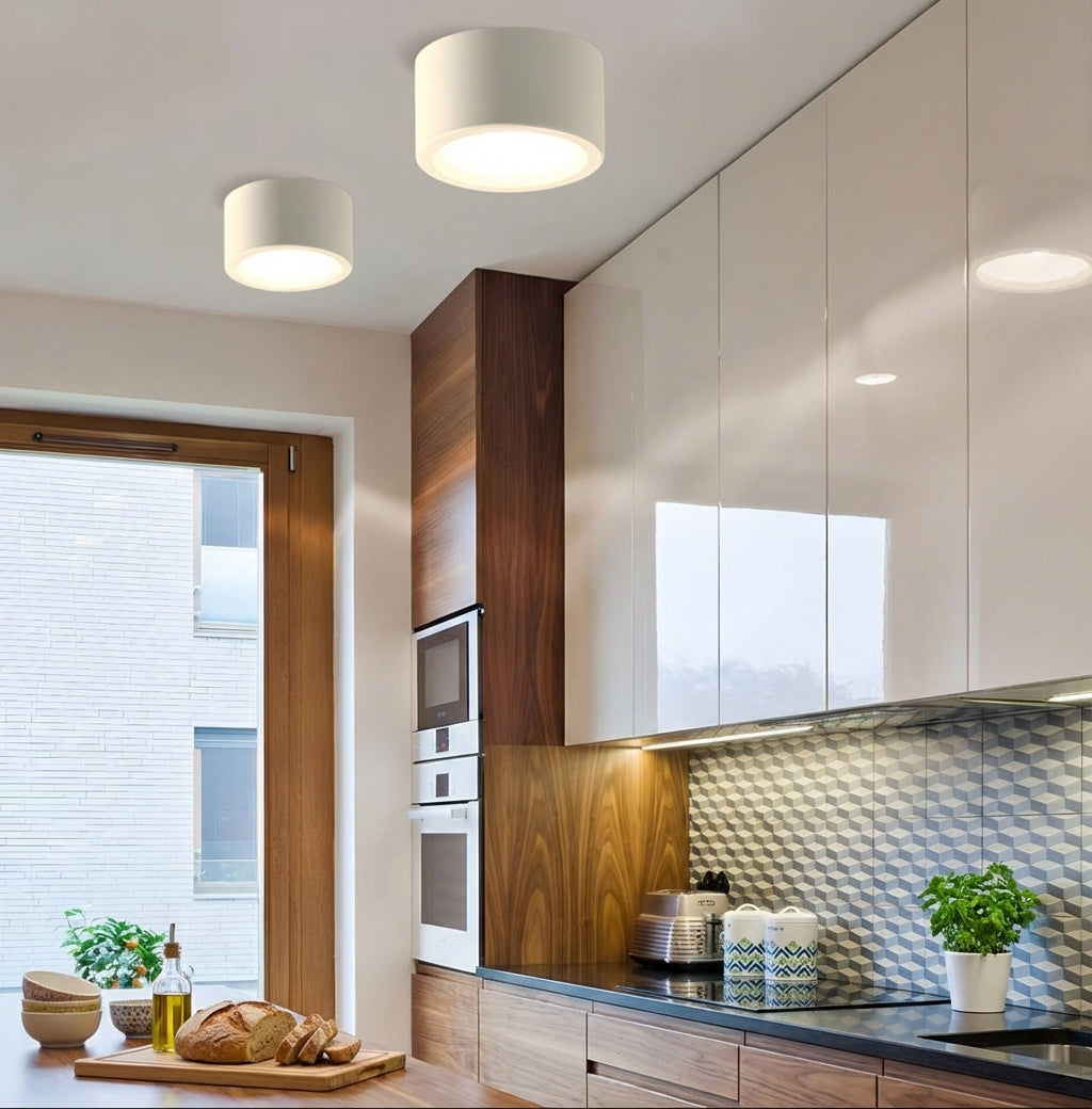 Round Surface-Mounted LED Ceiling Light Adjustable Light Color Black White 10-18 cm Living Room Hallway Corridor Kitchen Bedroom | Sansoti