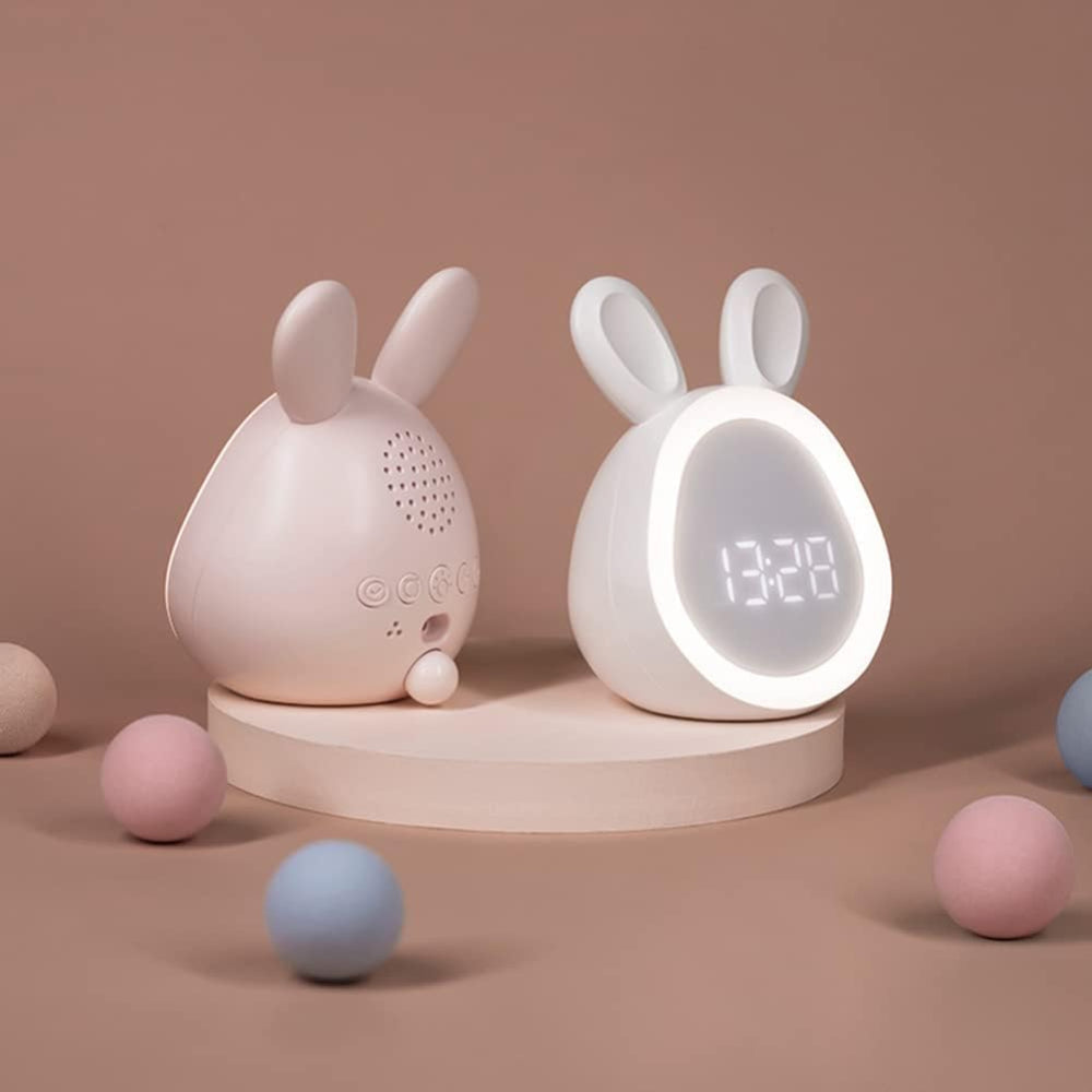 Digital children's alarm clock with rabbit-shaped LED night light, color-changing, stationary, for the bedroom or children's room | Sansoti