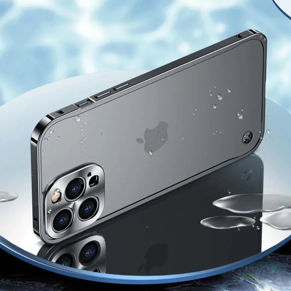 Metallic iPhone Case with Magnetic Ring – Shock-Absorbing Frame Matte Back Phone Protection | Sansoti