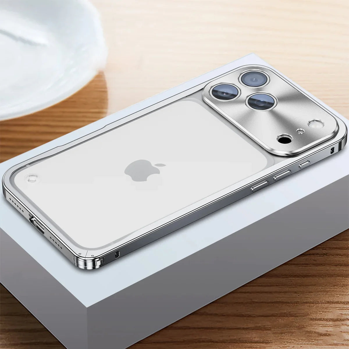 Metallic iPhone Case with Magnetic Ring – Shock-Absorbing Frame Matte Back Phone Protection | Sansoti