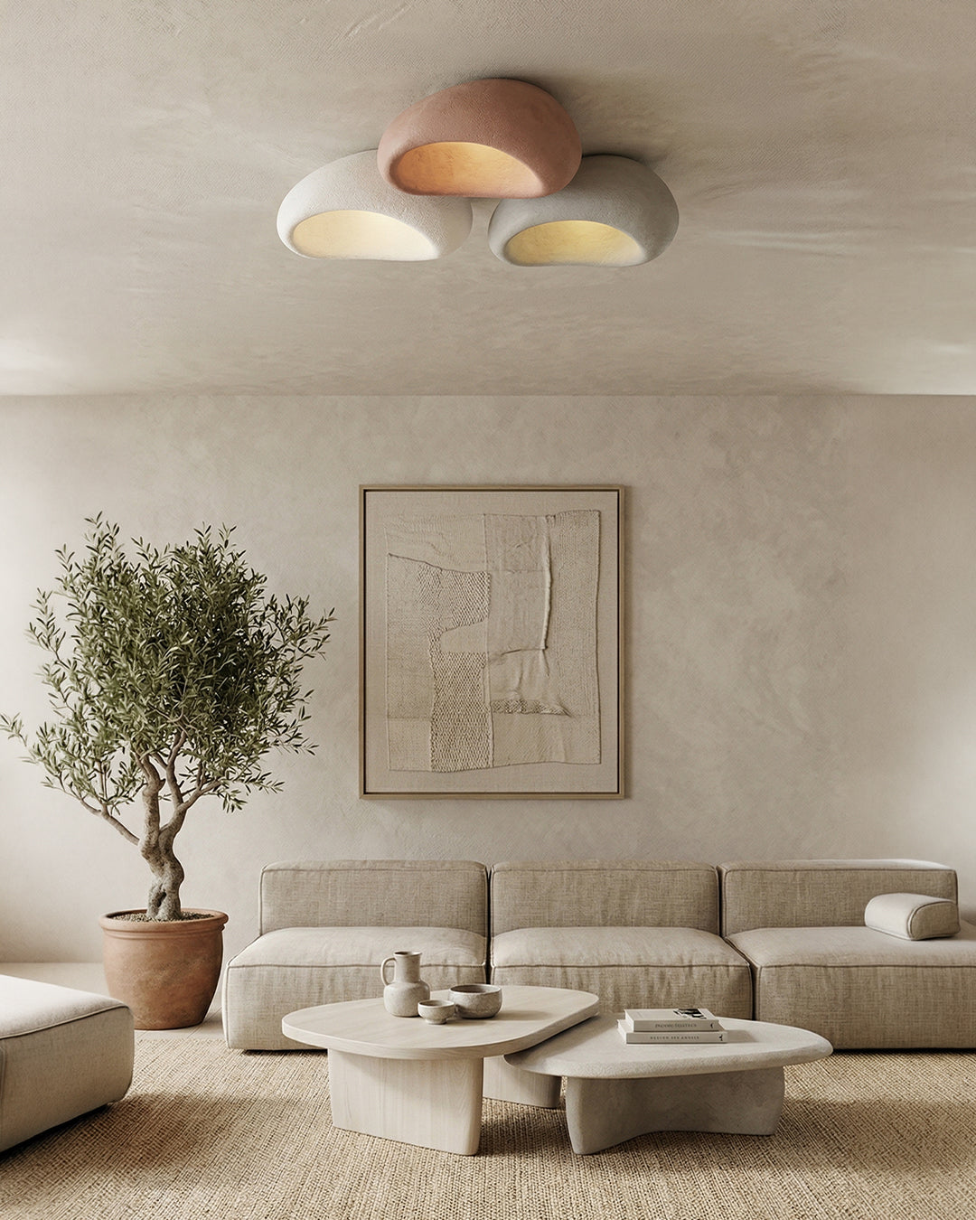 Deckenlampe inspiriert von Wabi Sabi – Metalllampe mit warmem Licht – Für Wohnzimmer, Schlafzimmer, Esszimmer | Sansoti
