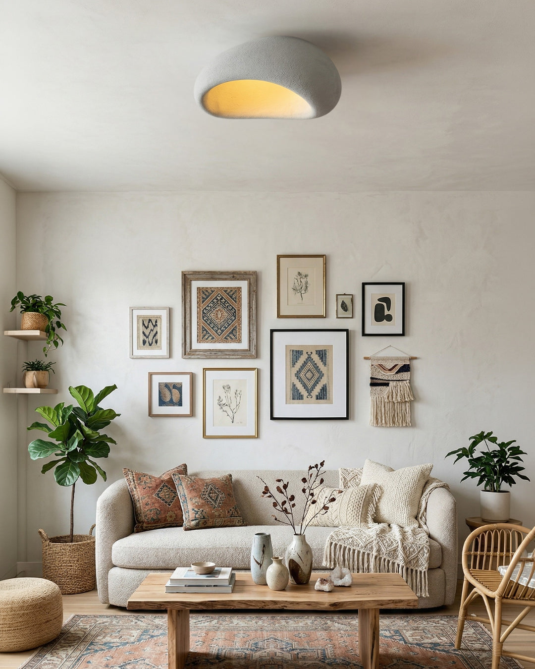 Deckenlampe inspiriert von Wabi Sabi – Metalllampe mit warmem Licht – Für Wohnzimmer, Schlafzimmer, Esszimmer | Sansoti