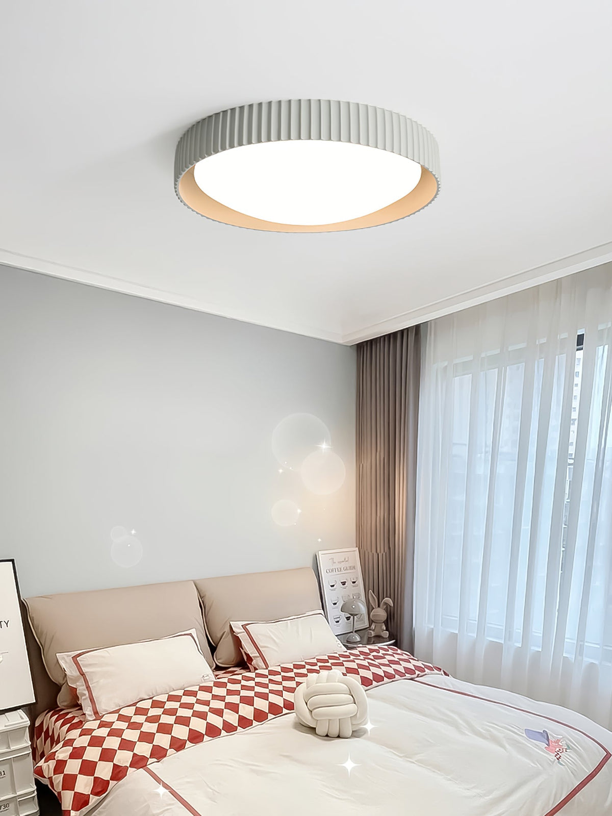 Moderne Deckenleuchte gerippt – Acrylschirm mit Harzrahmen – warmes/neutrales/kühles Licht – Ø46cm – Orange, Grau oder Blau | Sansoti