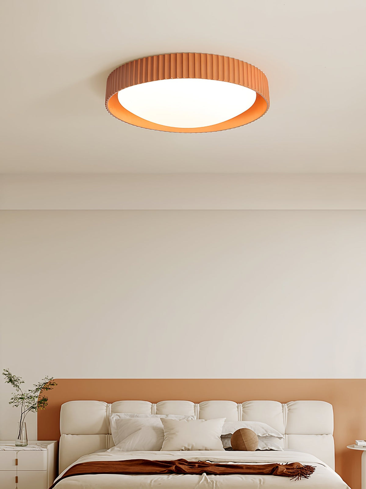 Moderne Deckenleuchte gerippt – Acrylschirm mit Harzrahmen – warmes/neutrales/kühles Licht – Ø46cm – Orange, Grau oder Blau | Sansoti