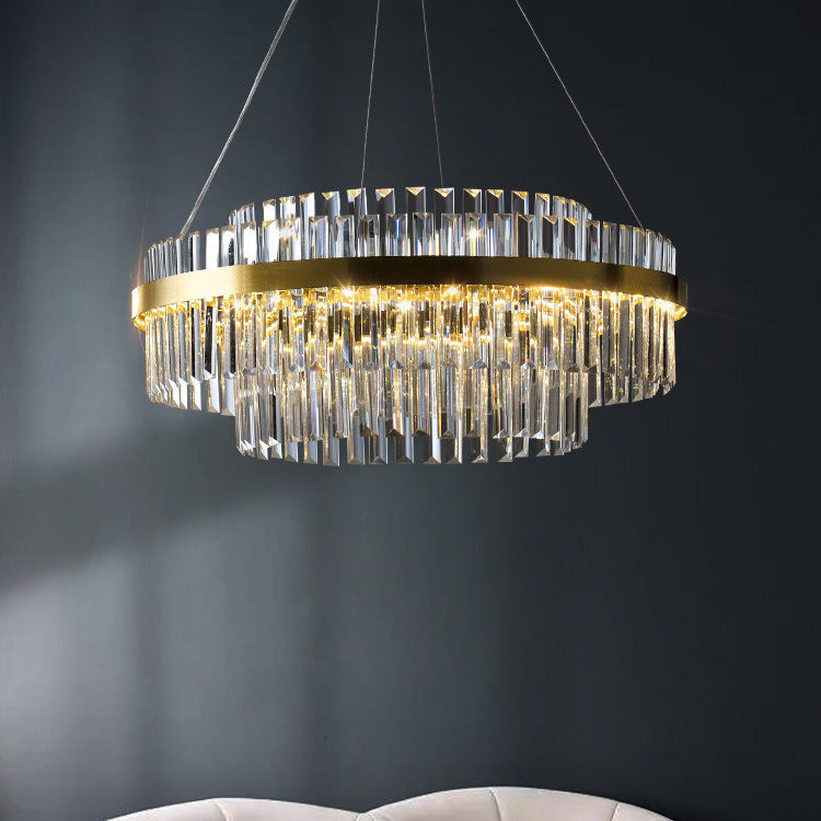 Luxury Crystal Chandelier K9 Crystal Gold Dining Table Lighting Ceiling Lamp Modern Design Round Rectangular | Sansoti