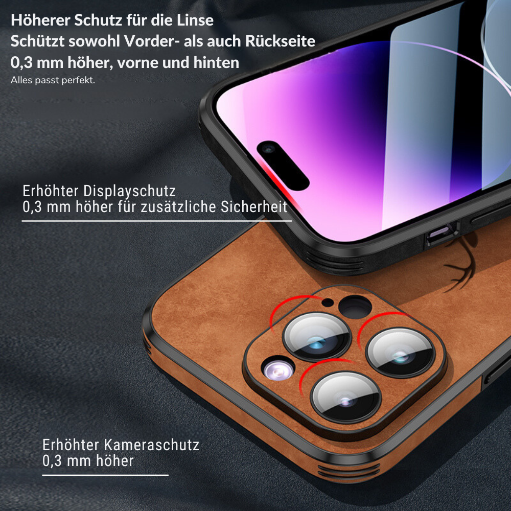 Smartphone-Hülle in Lederoptik — Schlankes Design mit Fallschutz & MagSafe-Kompatibilität für iPhone 16/15/14/13/12 | Sansoti