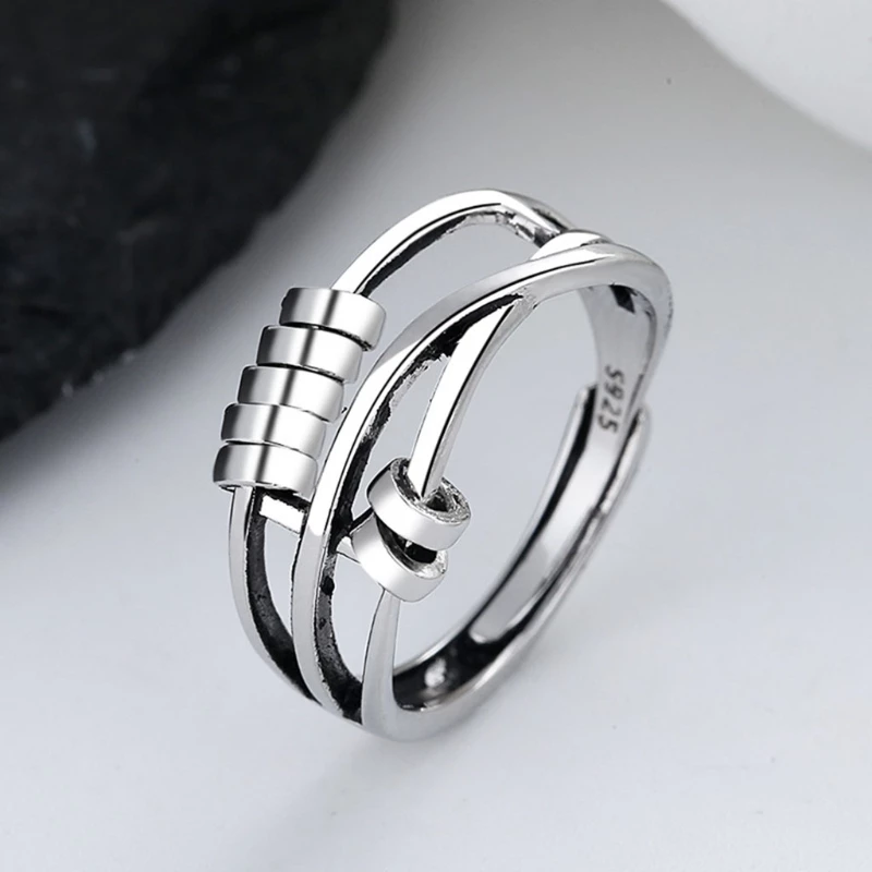 Rotatable Ring Against Tension and Restlessness Silver Adjustable | Sansoti