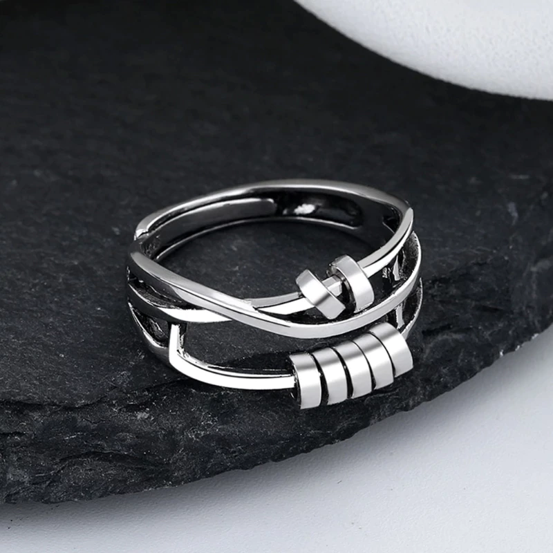 Rotatable Ring Against Tension and Restlessness Silver Adjustable | Sansoti
