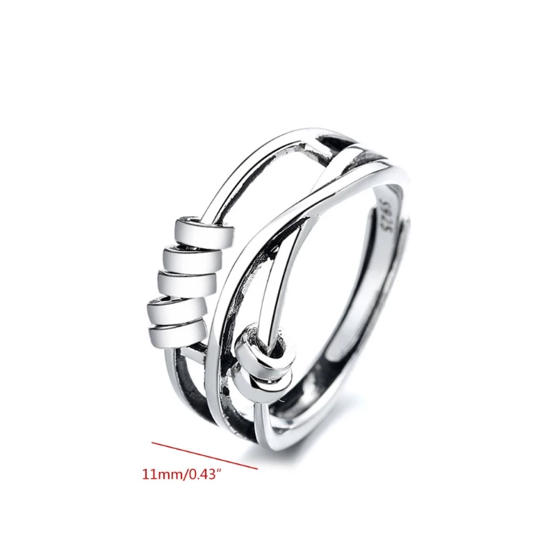 Rotatable Ring Against Tension and Restlessness Silver Adjustable | Sansoti