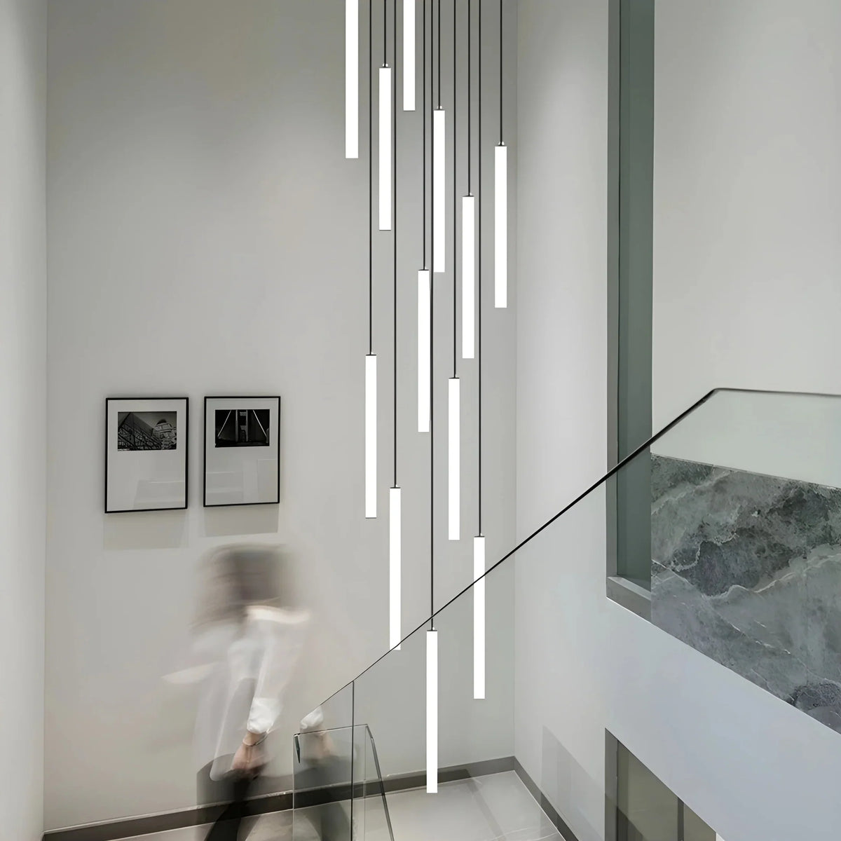 Stair Pendant Lamp High Ceiling Spiral LED Multiple Lights Modern | Sansoti