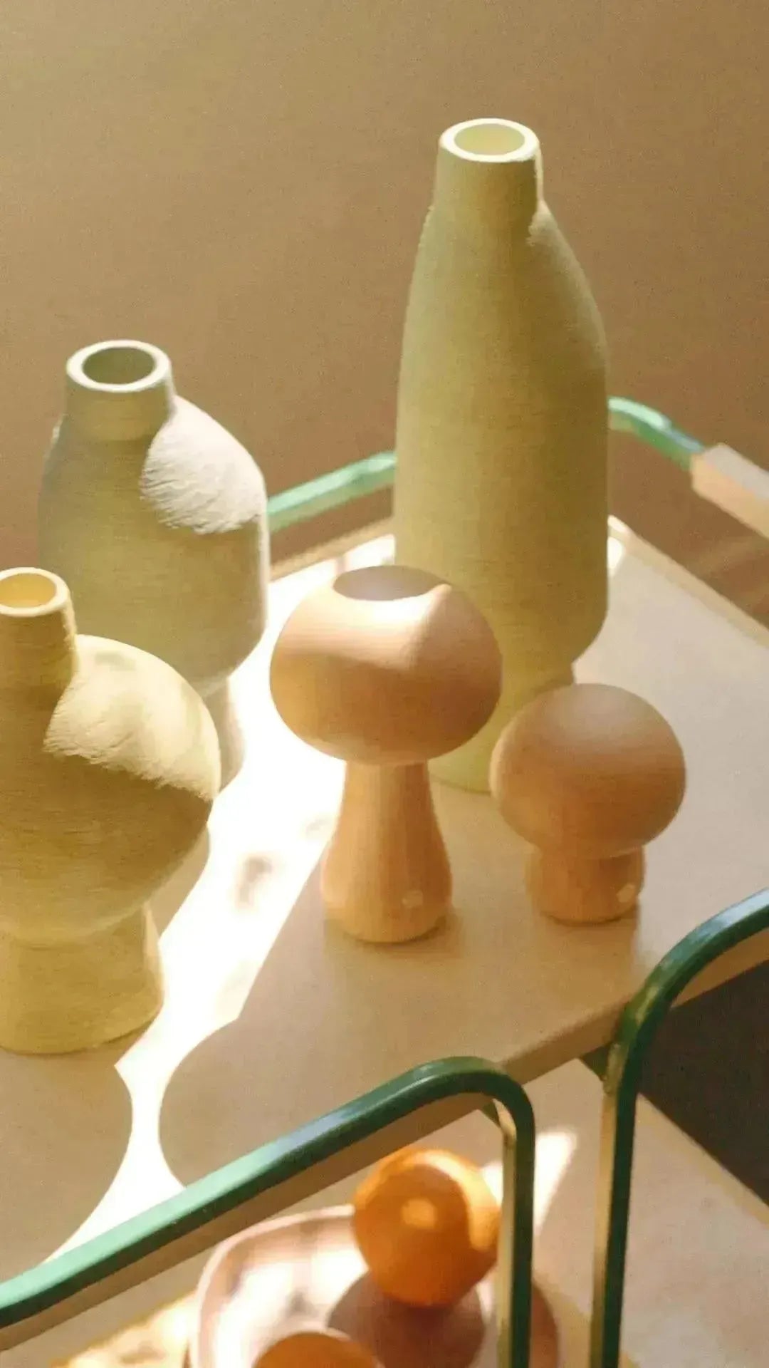 Vaas Keramiek Groen Organisch Sculptuur 20cm 30cm 40cm Woonkamer Decoratie Modern | Sansoti