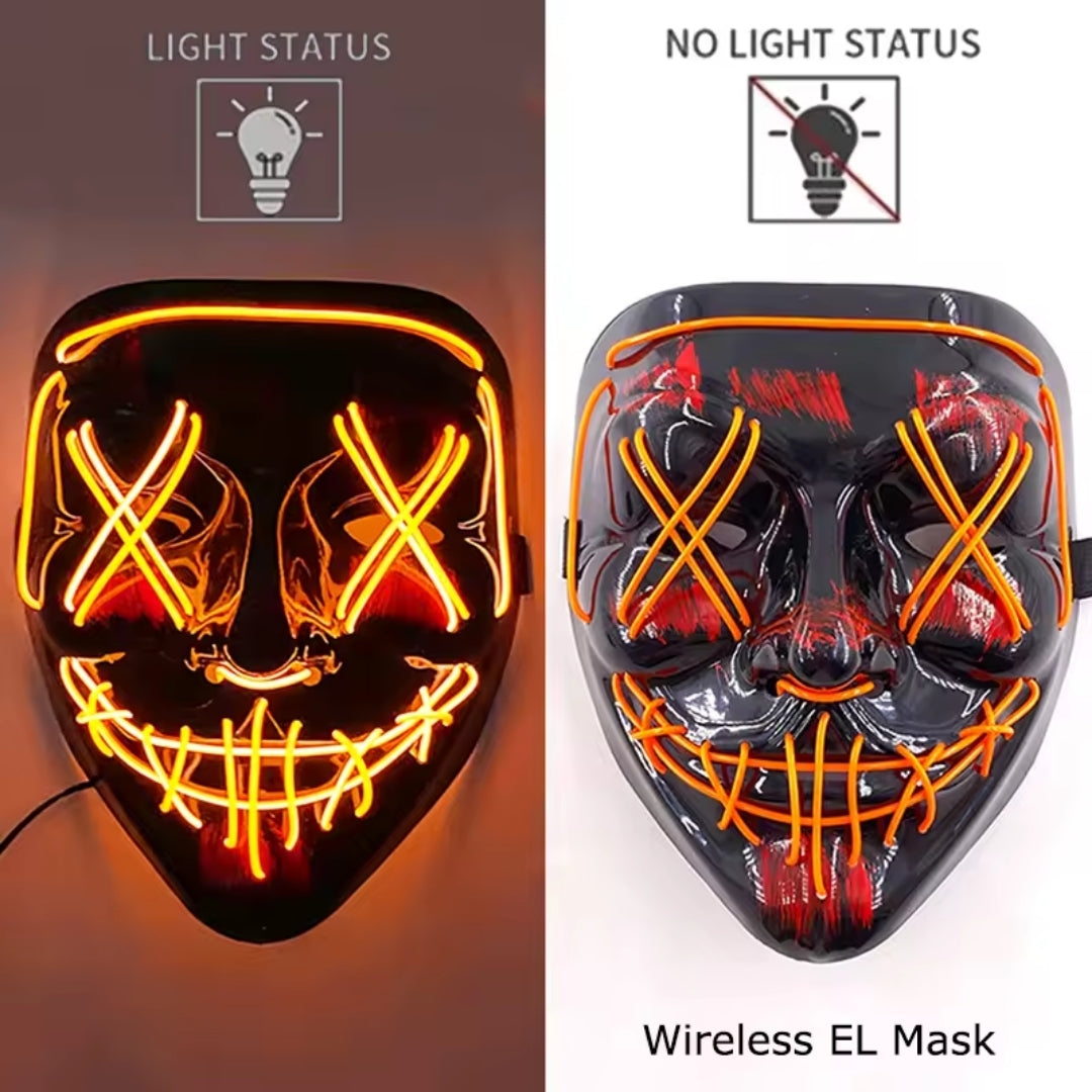 Świecąca maska na twarz z oświetleniem LED – przełączane tryby neonowe na święta, imprezy i wydarzenia | Sansoti