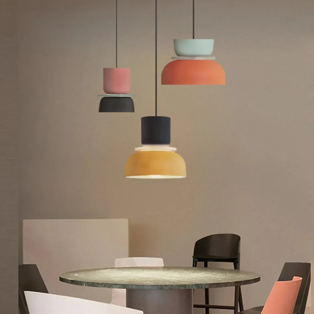 Suspension acrylique Bloc de couleur Macaron Scandinave Nordique E27 18-29cm Pastel Salon Salle à manger | Sansoti