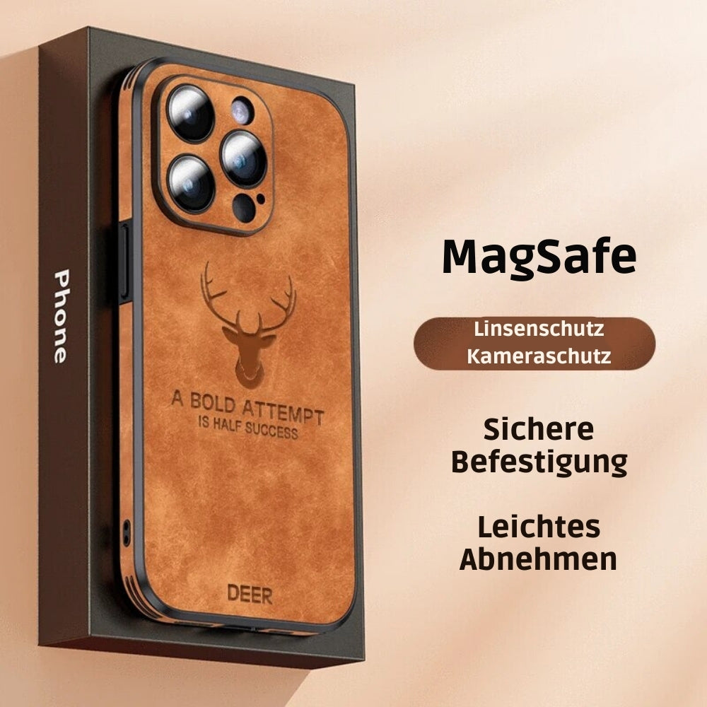 Smartphone-Hülle in Lederoptik — Schlankes Design mit Fallschutz & MagSafe-Kompatibilität für iPhone 16/15/14/13/12 | Sansoti