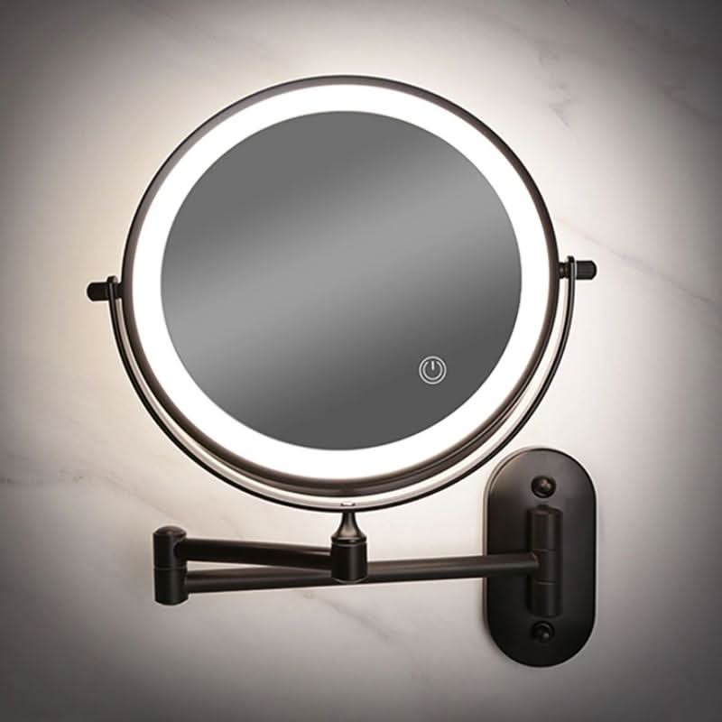 Illuminated Magnifying Mirror 3x-10x with Rechargeable LED Lighting Dimmable Touch Black Chrome Bathroom | Sansoti