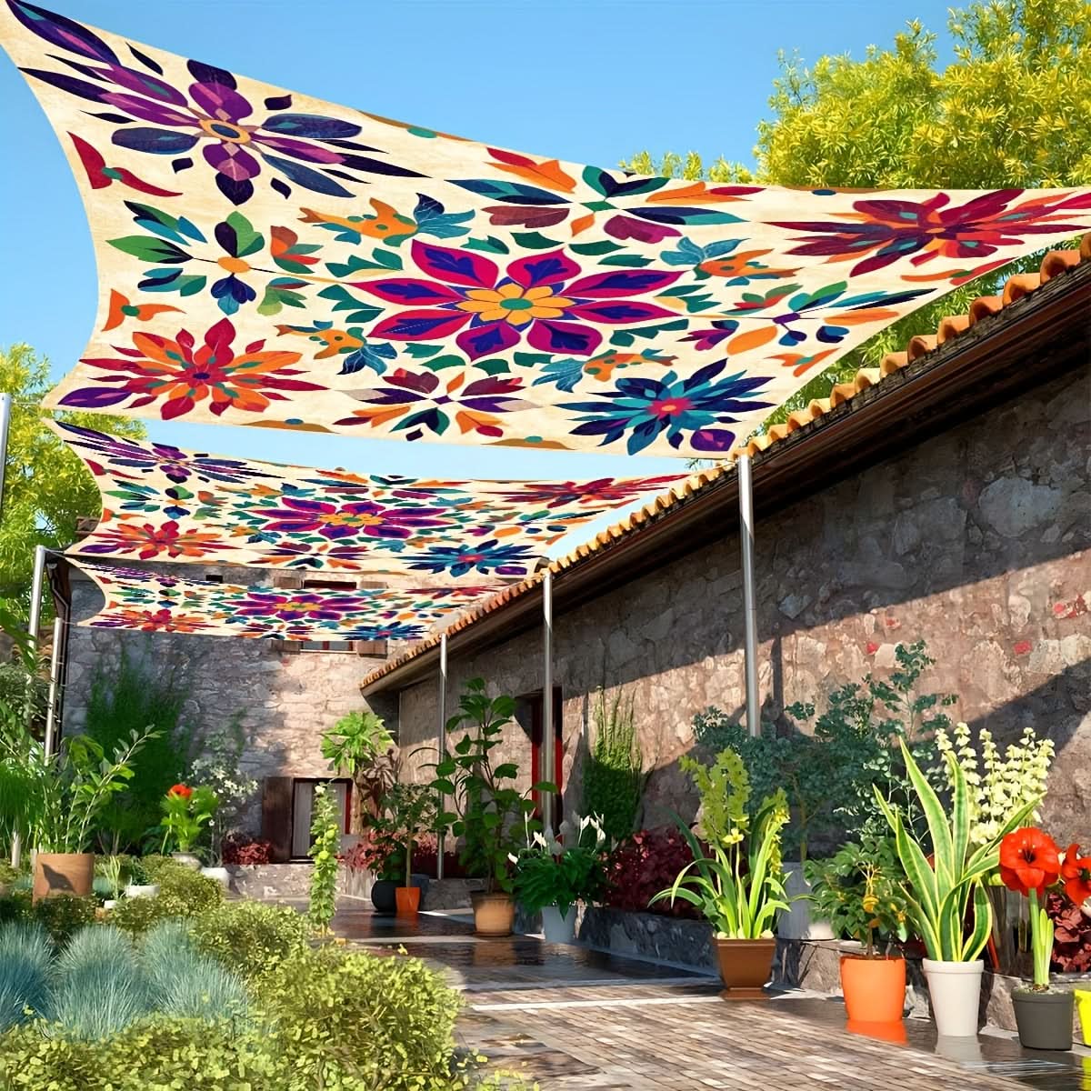 Buitenscherm Bohemian Mandala Zonwering Polyester Schaduwdoek Tuin Terras Strand Balkon Decoratief Hangdoek | Sansoti