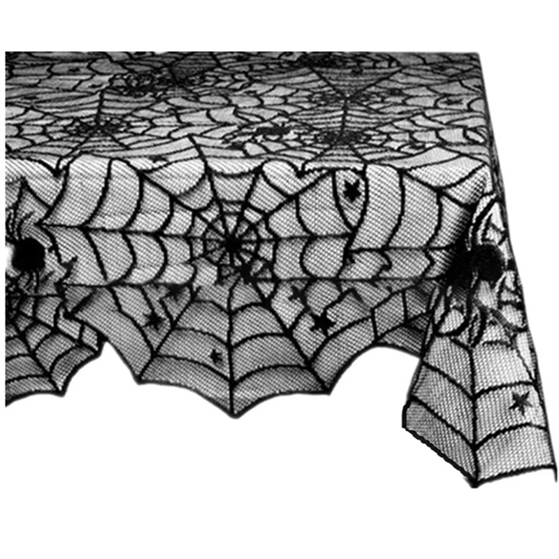 Lace Spiderweb Table Runner Black 18x73 inch Halloween Gothic Decor Mantel Table Party Decoration | Sansoti