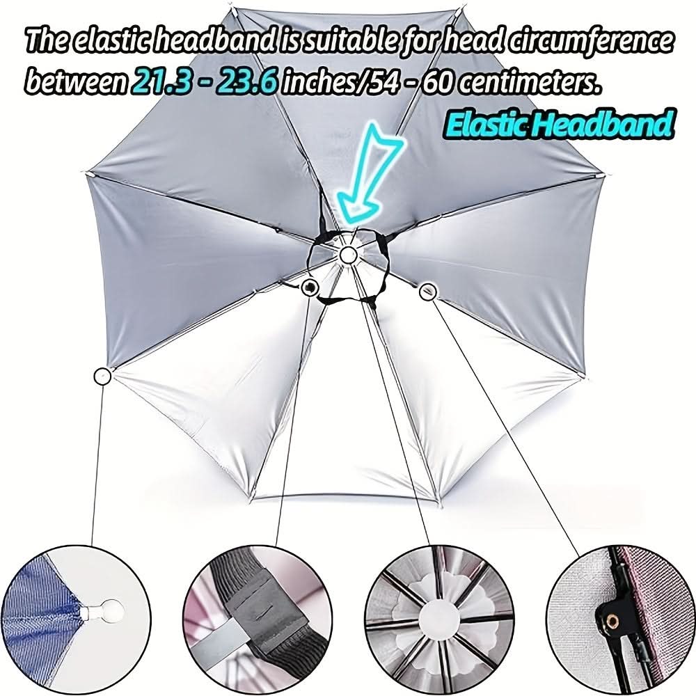 Umbrella Hat Hands-Free Sun Protection Garden Walking Fishing Beach Camping Foldable UV Filter Head Umbrella | Sansoti