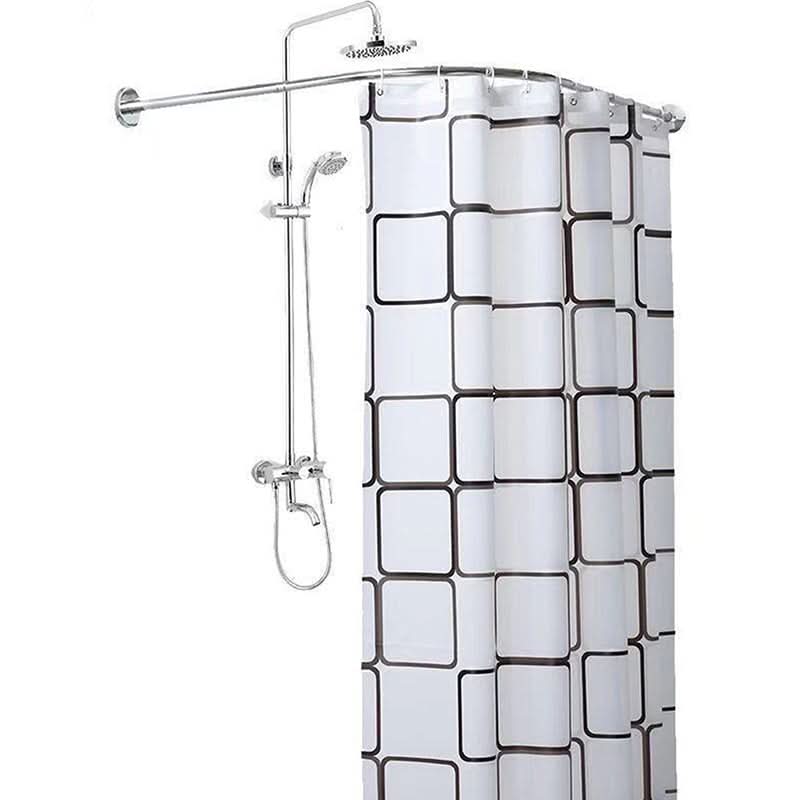 Extendable L-Shaped Shower Curtain Rod Stainless Steel No-Drill 70-110cm Corner Solution for Small Bathrooms | Sansoti