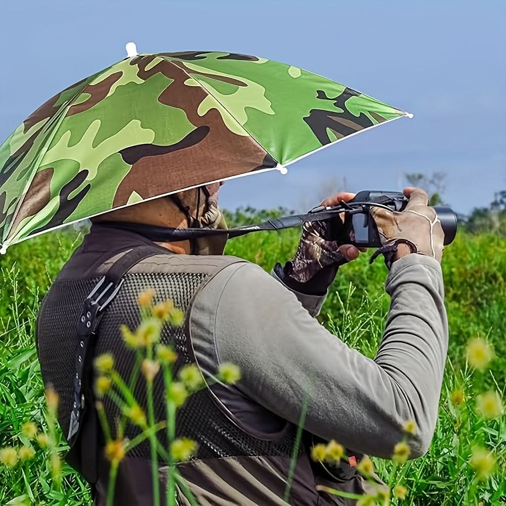 Umbrella Hat Hands-Free Sun Protection Garden Walking Fishing Beach Camping Foldable UV Filter Head Umbrella | Sansoti