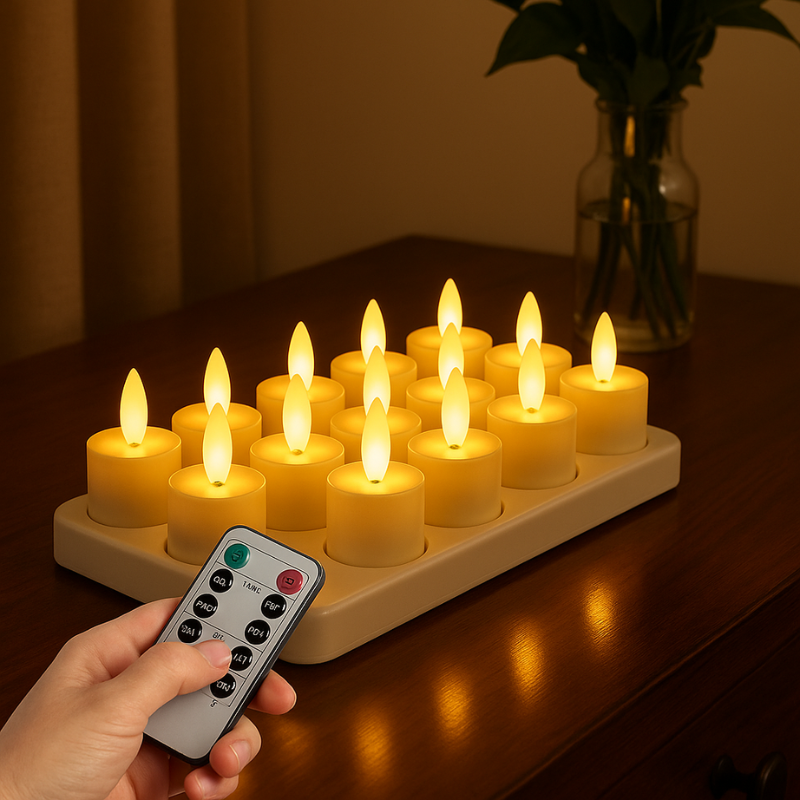 Rechargeable LED candles with remote control & timer – Flickering light | Sansoti