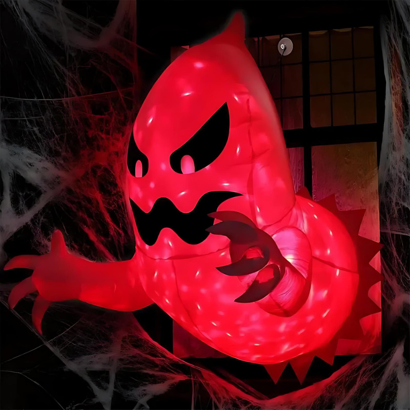 Inflatable LED Ghost Figure 180cm Halloween Garden Decoration with Color-Changing Lights for Gardens and Patios | Sansoti