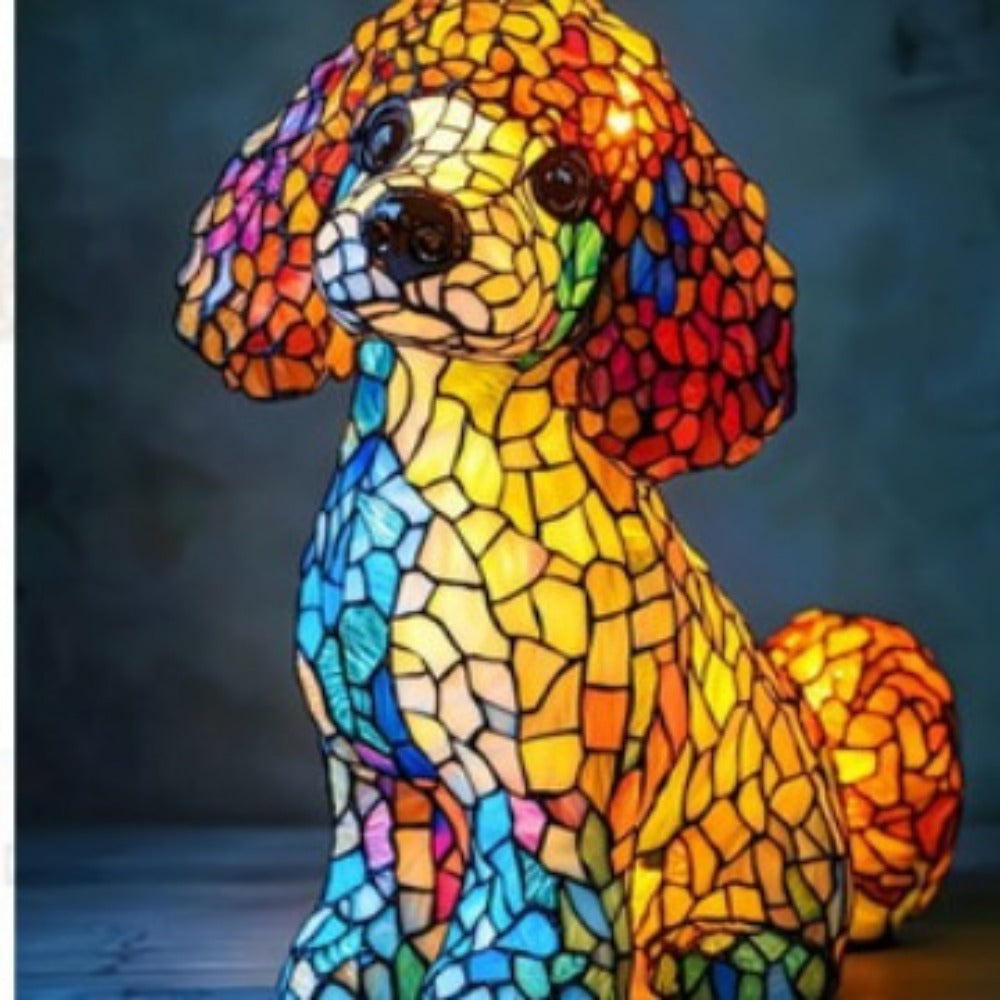 LED-Hundebeleuchtung Pudel-Skulptur mit warmem Licht für Terrasse & Innenbereich | Sansoti