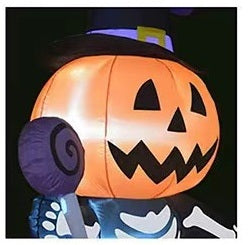 Inflatable Halloween Decoration Witch with Pumpkin XXL Garden Figure LED Lighting for Garden Party and Outdoors | Sansoti