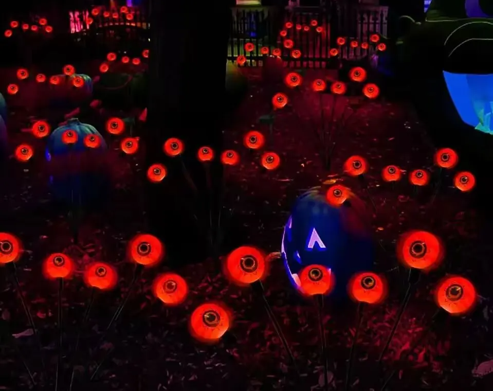 Augapfel-Solar-Gartenbeleuchtung mit 6 Köpfen, Halloween-Dekoration, stimmungsvolle Beleuchtung für Garten, Terrasse und Wege im Außenbereich | Sansoti