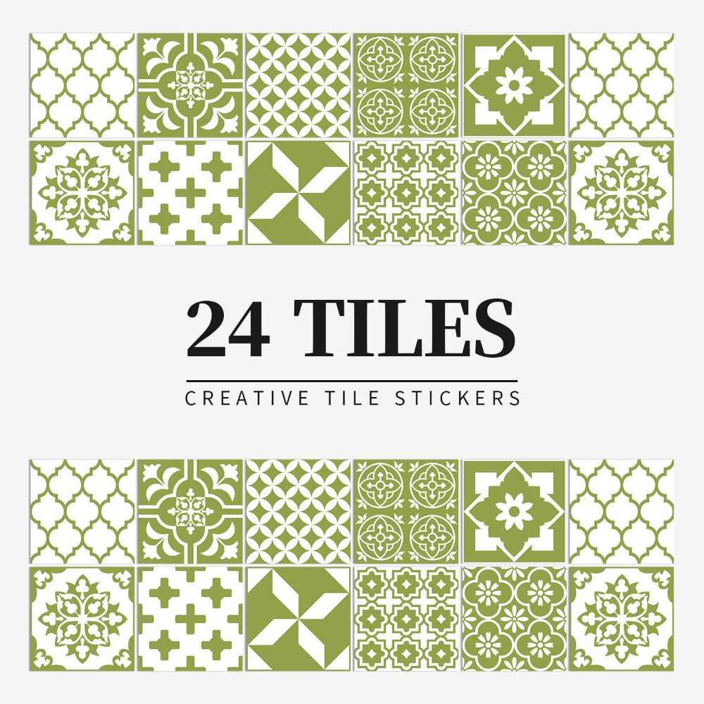 Tegelstickers Badkamer Zelfklevend Portugees Mandala 24 Stuks 10-20 cm Wanddecoratie Kleurrijk | Sansoti