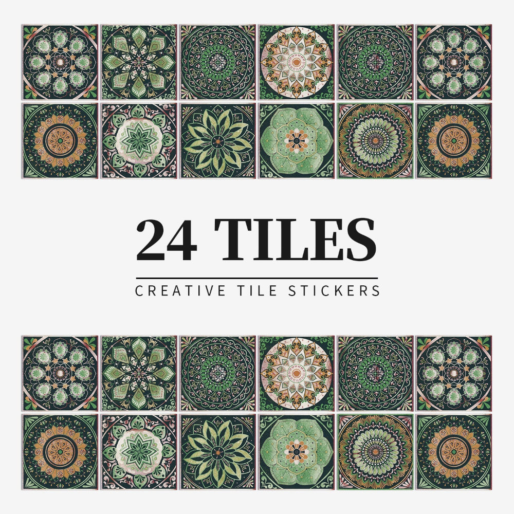 Tegelstickers Badkamer Zelfklevend Portugees Mandala 24 Stuks 10-20 cm Wanddecoratie Kleurrijk | Sansoti