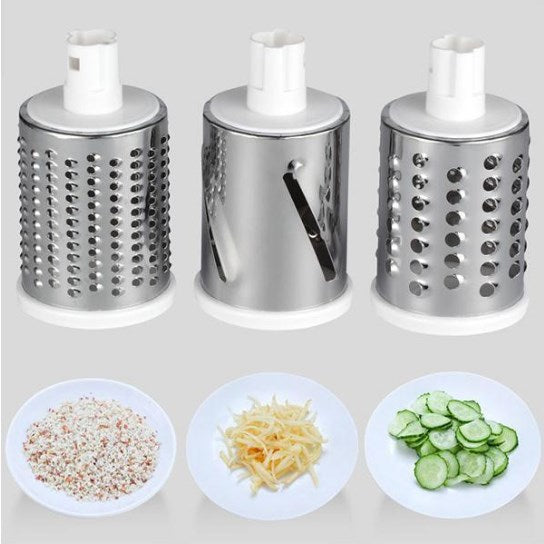 Rotating Kitchen Grater with 3 Blades – Manual Multifunctional Vegetable Slicer and Cheese Grater for Salad, Pastry, and Pasta | Sansoti