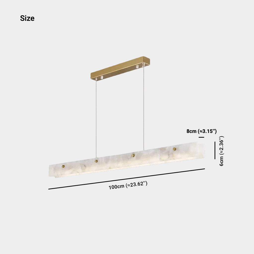 Dimmable Linear Marble LED Pendant Light for Dining Room Kitchen Island White Gold Remote Control 3 Light Colors | Sansoti