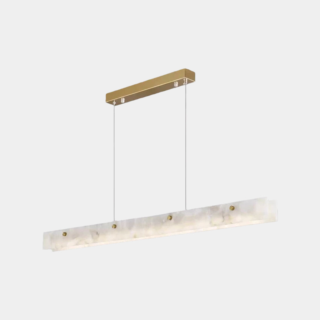 Dimmable Linear Marble LED Pendant Light for Dining Room Kitchen Island White Gold Remote Control 3 Light Colors | Sansoti