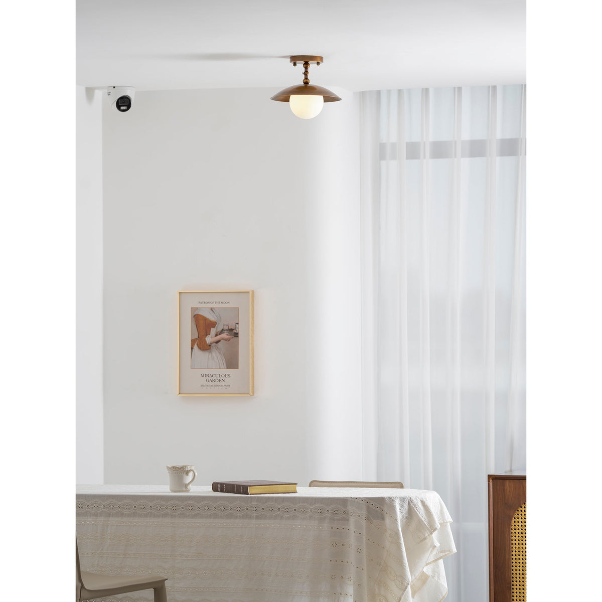 Plafondlamp met Glazen Kap en Messing Afwerking 25,5 cm Luxe Sierverlichting voor Hal Gang en Woonkamer | Sansoti
