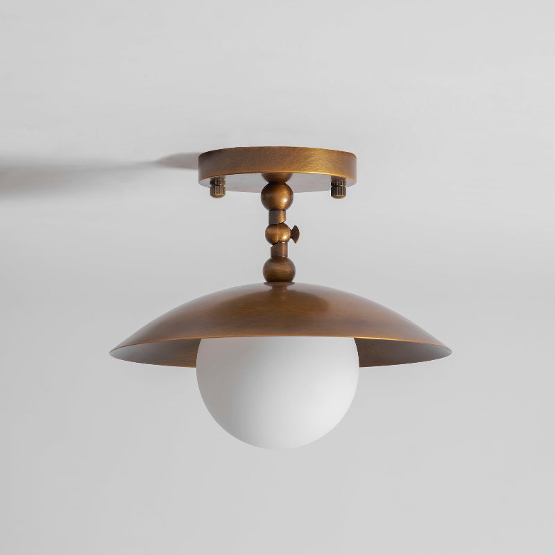 Plafondlamp met Glazen Kap en Messing Afwerking 25,5 cm Luxe Sierverlichting voor Hal Gang en Woonkamer | Sansoti