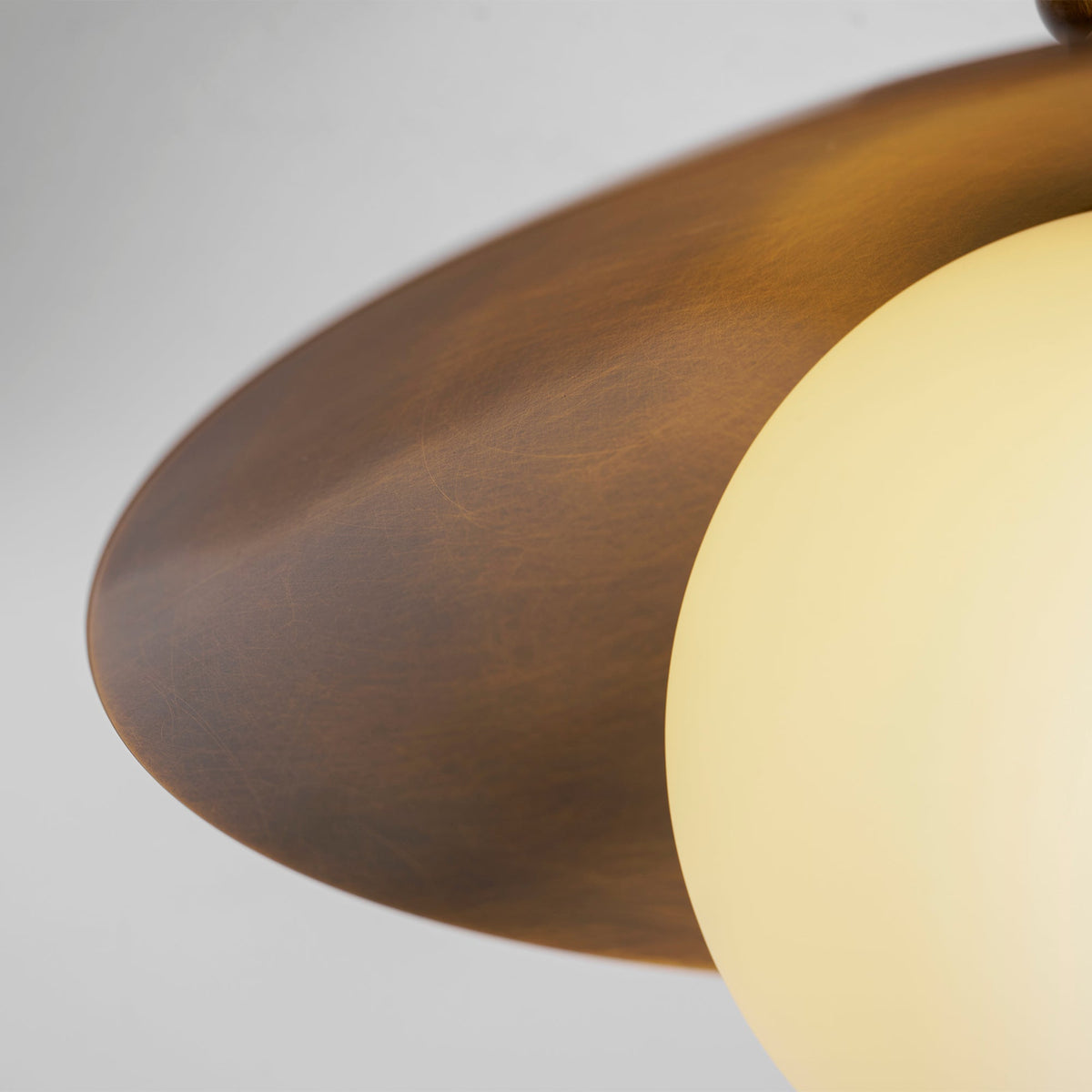 Plafondlamp met Glazen Kap en Messing Afwerking 25,5 cm Luxe Sierverlichting voor Hal Gang en Woonkamer | Sansoti