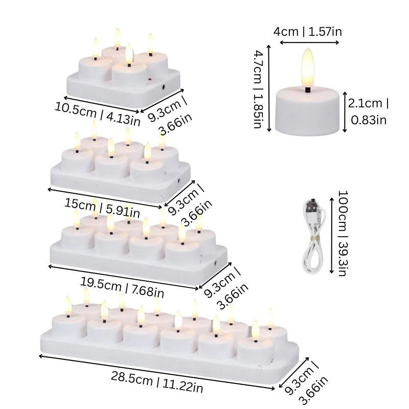 Rechargeable LED candles with remote control & timer – Flickering light | Sansoti