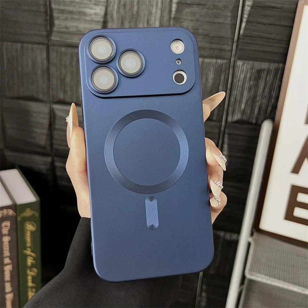 Magnetic iPhone Case Matte Finish Camera Protection 14 15 16 17 Pro Max Air Silicone Phone Case | Sansoti