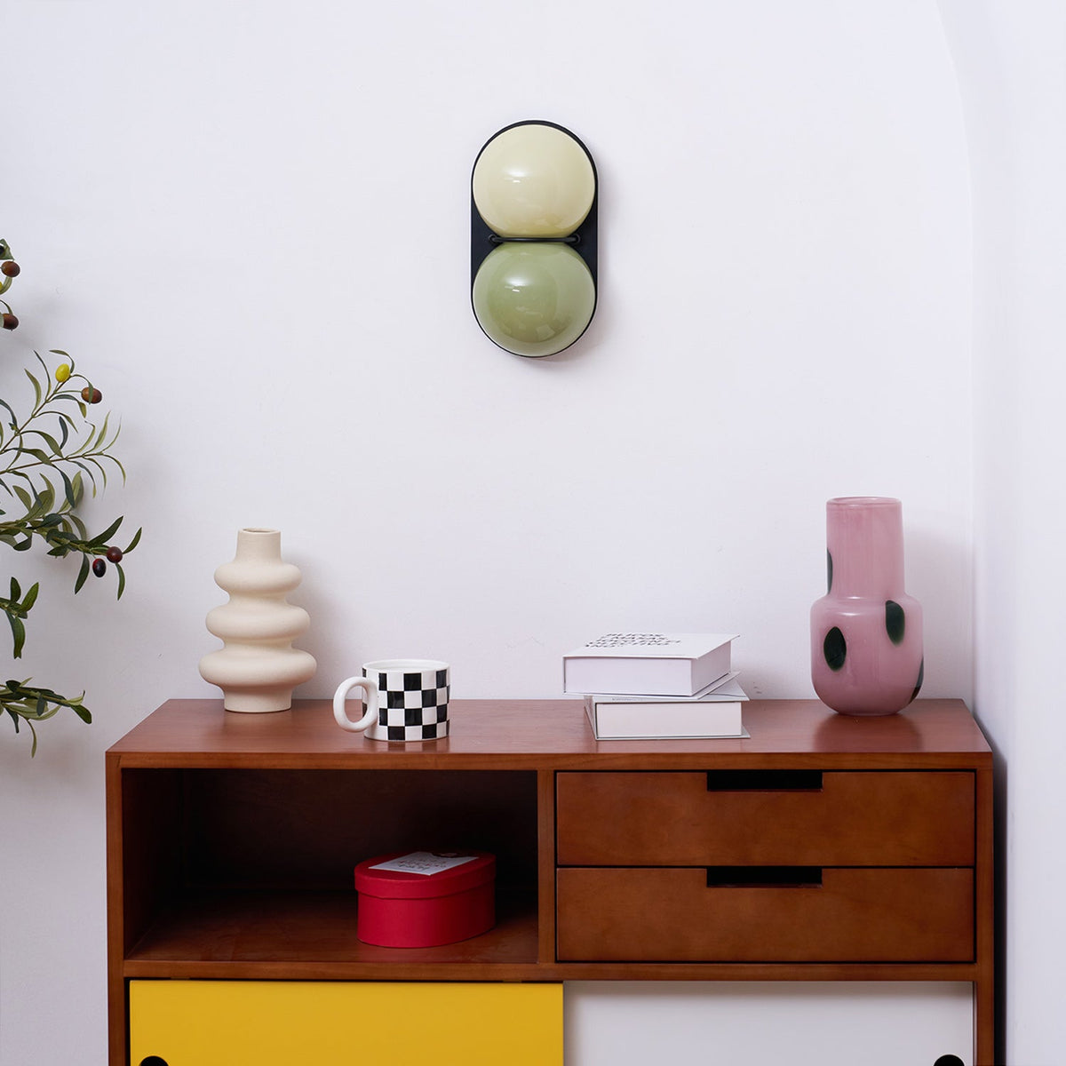 Modern Double Glass Wall Lamp – Playful Lighting with Colored Glass for Bedroom & Kids Room | Sansoti