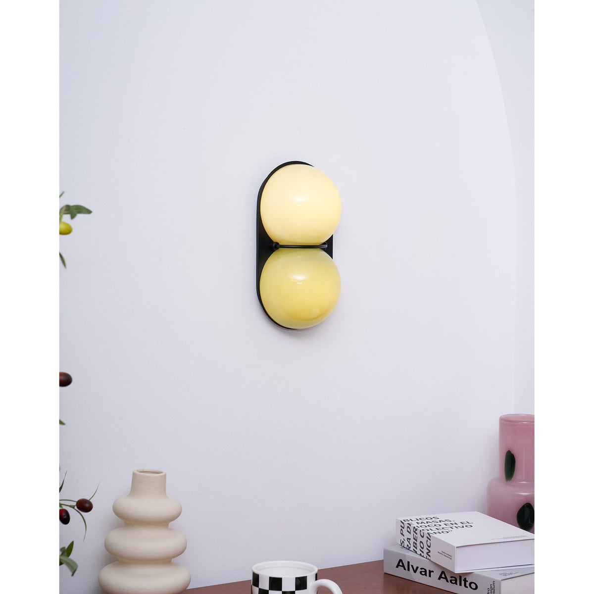 Modern Double Glass Wall Lamp – Playful Lighting with Colored Glass for Bedroom & Kids Room | Sansoti