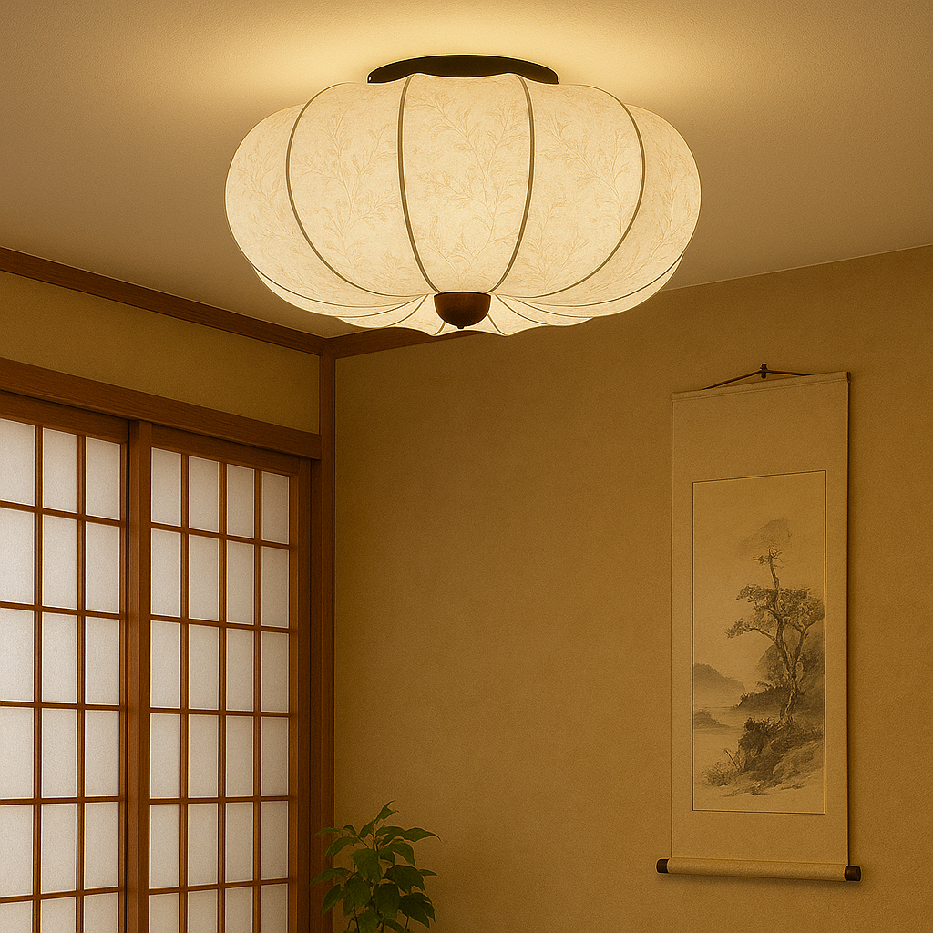 Medieval Silk Ceiling Lamp E27 Fabric White Ceiling Lamp Living Room Bedroom Hall Classic Lighting Round Design 40cm 50cm 60cm | Sansoti