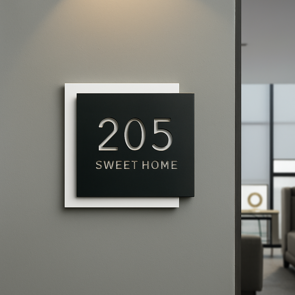 Floating 3D Acrylic House Number Modern Weatherproof for Facade Anthracite | Sansoti