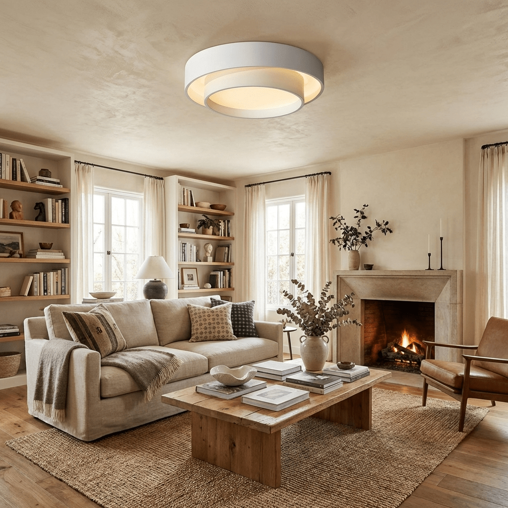 Ceiling Lamp Cylinder Iron Acrylic White Gray Black Living Room Bedroom LED 3000K 4000K 6000K Ø40 Ø50 Ø60cm Ceiling Light Dimmable | Sansoti