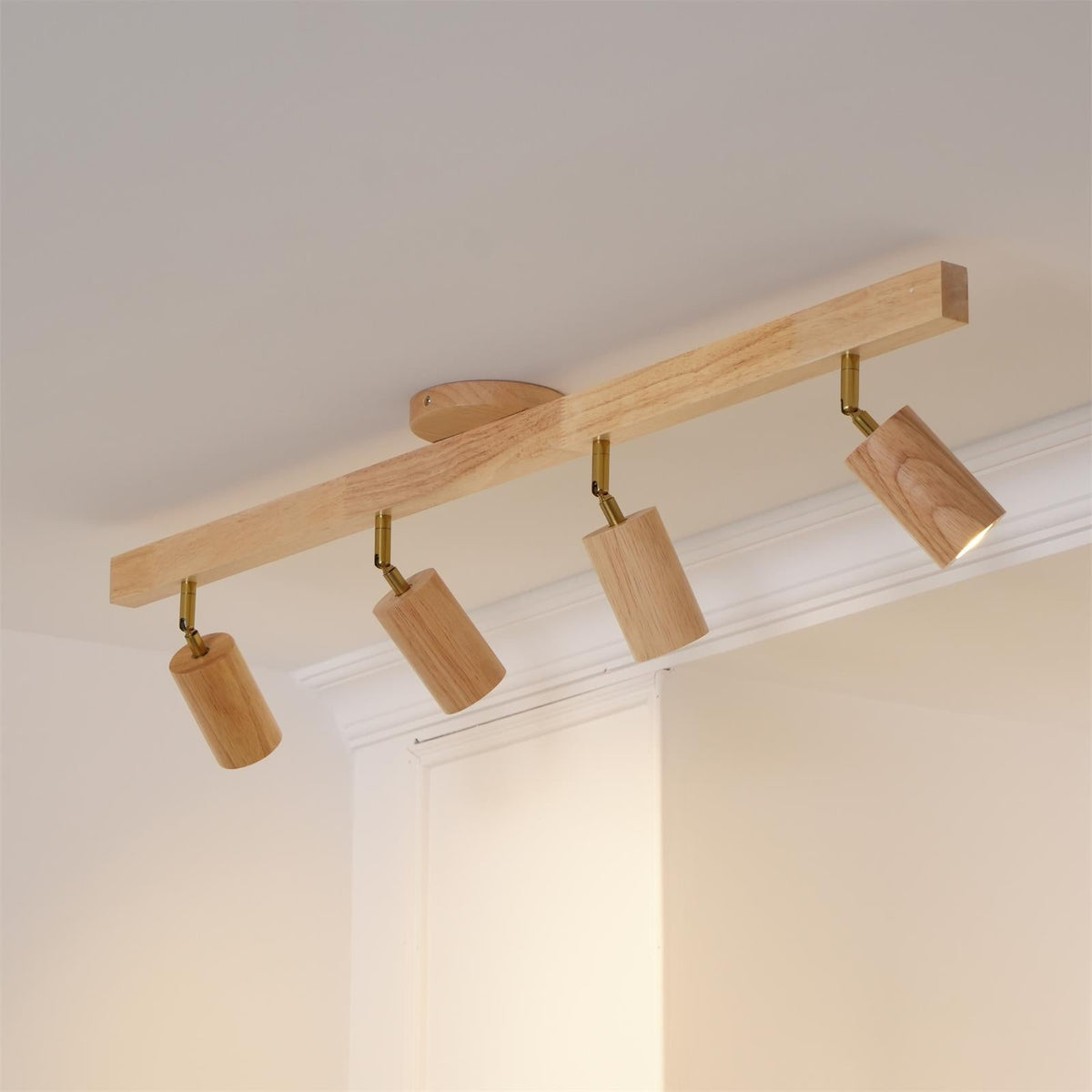 Ceiling Spotlight Wood 2-5 Spots Walnut Wood Gold-Colored Adjustable Modern Industrial Design Living Room Kitchen | Sansoti