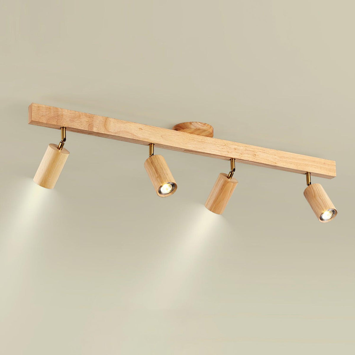 Holz Track Deckenlampe LED Holzoptik Gold Verstellbare Spots Wohnzimmer Küche Flur Skandinavisch Modern | Sansoti