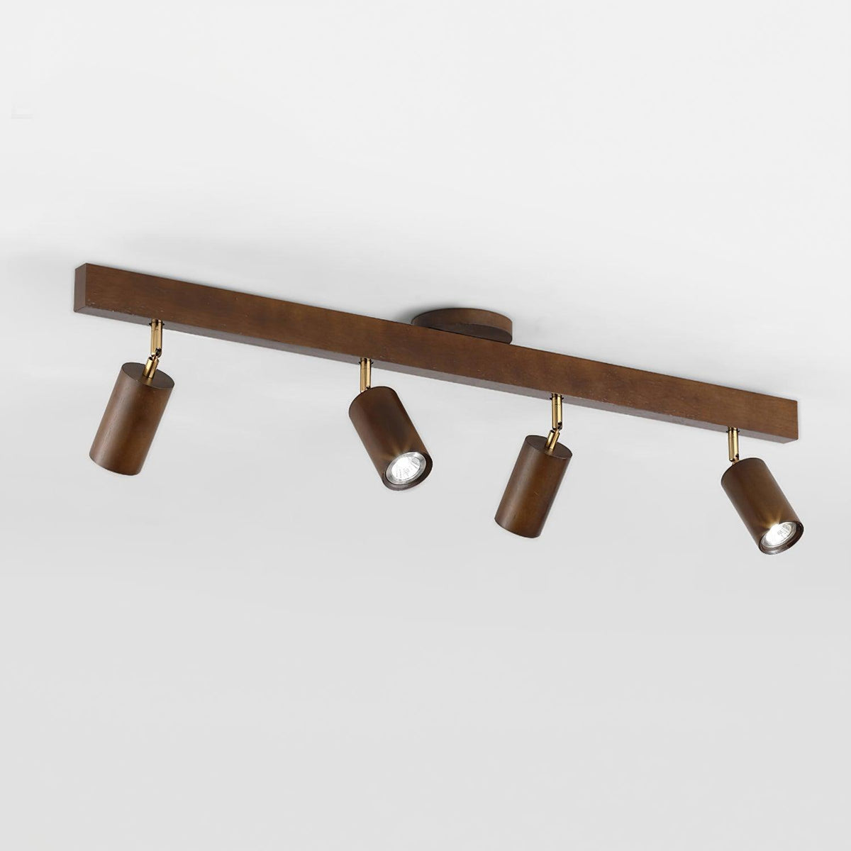 Wooden Track Ceiling Spotlight 2-5 Adjustable Spots Warm Light Kitchen Living Room Industrial Design Spotlights | Sansoti