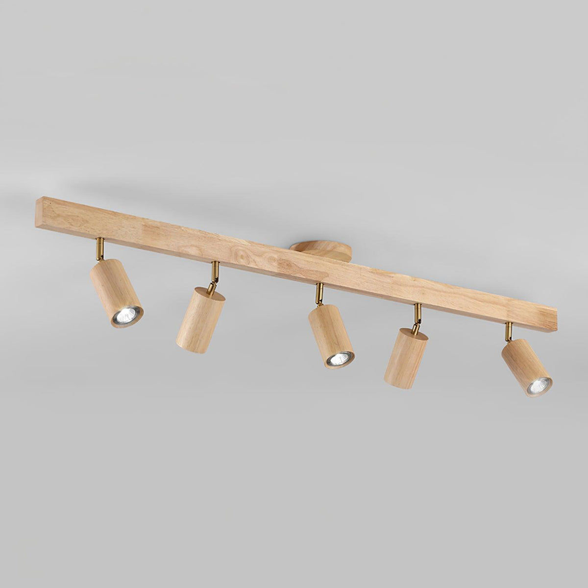 Holz Track Deckenlampe LED Holzoptik Gold Verstellbare Spots Wohnzimmer Küche Flur Skandinavisch Modern | Sansoti